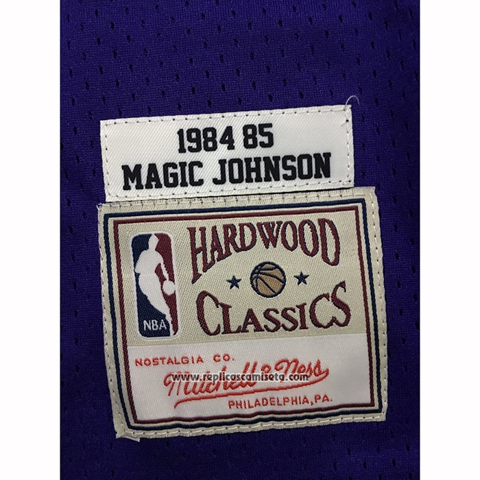 Camiseta Los Angeles Lakers Magic Johnson #32 Mitchell & Ness 1984 Violeta